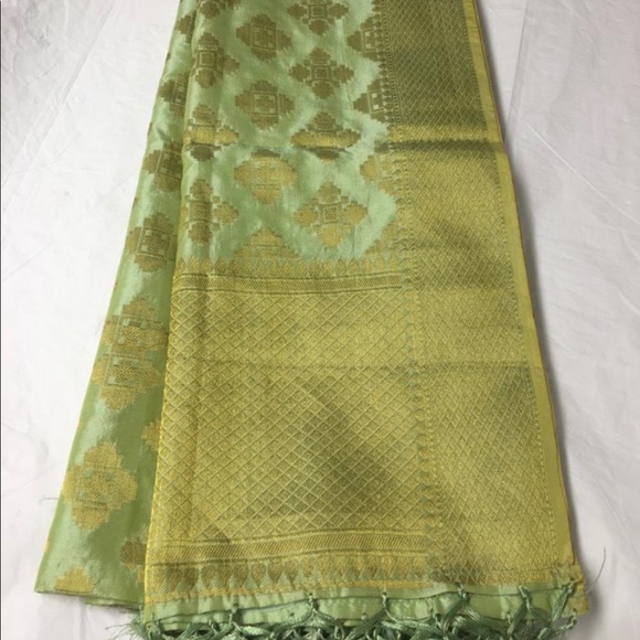 NWOT Indian Dupatta scarf  banarasi tassels full - Picture 7 of 16